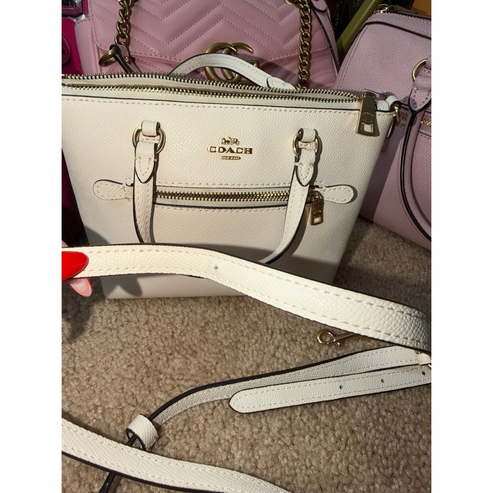 Coach Mini Leather Crossbody Tote Ivory With Crossbody Strap SUPER CUTE!!! - Picture 10 of 12